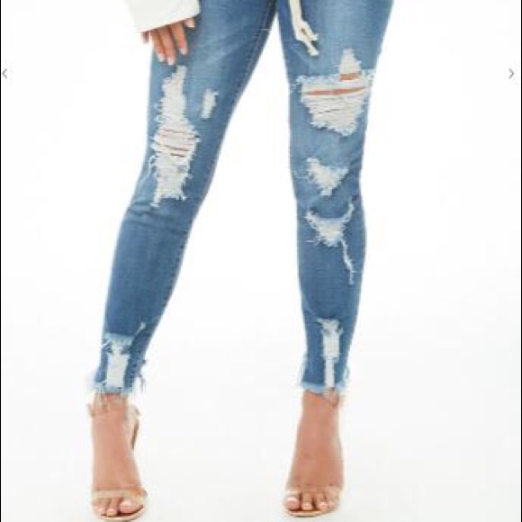 Distressed Drawstring Jeans - Picture 2 of 6